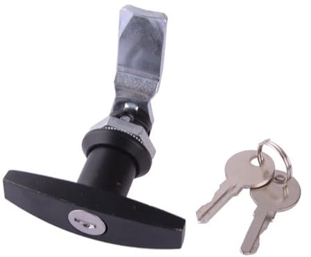 JXZQQBMD Rear Fixing T Shape Handle Cabinet Tool Box Garage Canopy Door Lock Locking Latch with 2 Keys for Car P&ickup Truck