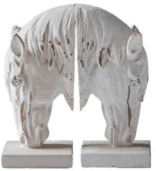 XXAD553TY Serre Livre Serre-Livres décoratifs Vintage tête de Cheval Serre-Livres tête de Cheval Ornements Porte-Livres Bouchon for étagères Serre-Livres d'art-Blanc Cale Livre