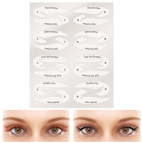 XKSOCT 10 fogli Adesivi per Stencil per Ombretto per Trucco Rapido Eyeliner di Gatti per Smokey Eyes e Cateyes,Principiante
