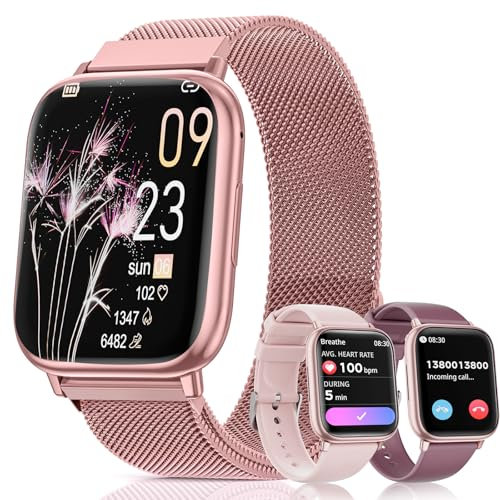 Loekneue Smartwatch Donna con Chiamate Bluetooth 5.3 1.83 Orologio con del Sonno del Monitor Della Frequenza Cardiaca SpO2 Ciclo Mestruale IP68 di Fitness Pedometro Android IOS (Oro viola)