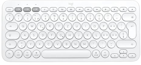 Logitech K380 kabellose Multi-Device Bluetooth-Tastatur für Windows, macOS, iPadOS, Android oder Chrome OS, PC, Mac, Laptop, Smartphone, Tablet, Schweizer QWERTZ-Layout - weiß [Bulk]