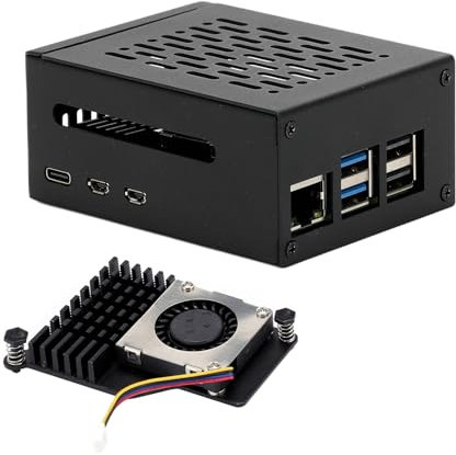 Tada Metal Case for Raspberry Pi 5 with Pi 5 Active Cooler for Raspberry Pi 5 4GB/8GB, Space for Hats, Add-on Boards, Cooler, and NVMe Hats