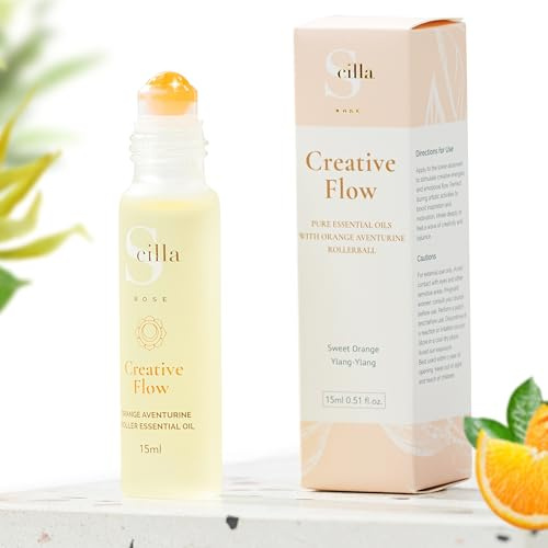 Sacral Chakra Pulse Point Roller with Sweet Orange & Ylang-Ylang Essential Oil – Boost Creativity & Mood, Stress & Anxiety Relief, Mindfulness & Wellbeing Aromatherapy Gifts for Women Teens (15ml)