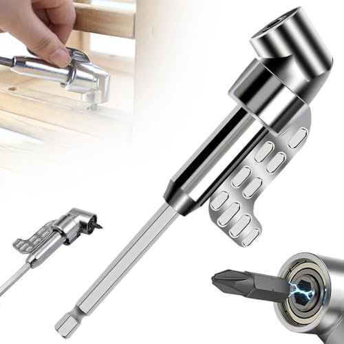 Adattatore per Trapano Angolo Retto 105° Adattatore Fissaggio Trapano Adattatore per Trapano ad Angolo Retto 1/4 pollici Cacciavite Angolare Avvitatore angolare per foratura spazi ristretti(lungo)