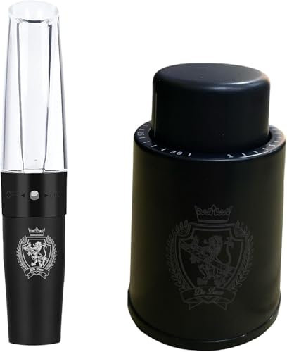 Wine Pourer Decanter with Reusable Vacuum Stopper - Date Indicator to Keep Wine Fresh - Red Wine Pourer Gift for Wine Lovers