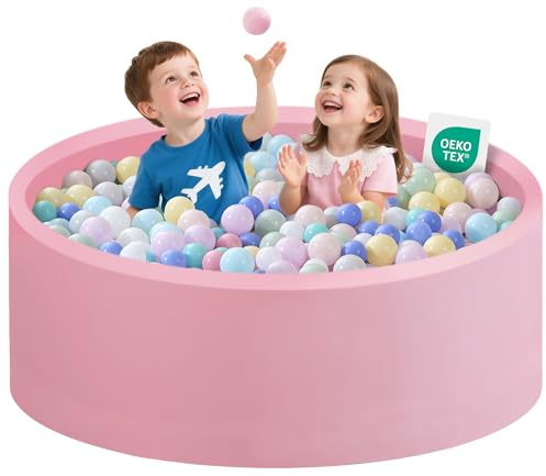 Zedachica Ball Pit for Toddlers 1-3 Memory Foam Ball Pits Baby Ball Pit Indoor and Outdoor Game Round Play Ball Pool For Children for Girls and Boys (Pink, 47.24''x15.75'' NO Balls)