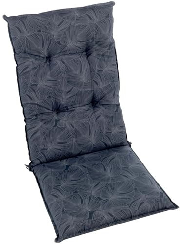 BURI 1x Gartenstuhlauflage Hochlehner 115x50cm I extra 8cm Dicke Komfort Sitzauflage I Made in Europe I Stuhlauflage für Hochlehner Gartenstuhl I Polster für Gartenmöbel I Anthrazit