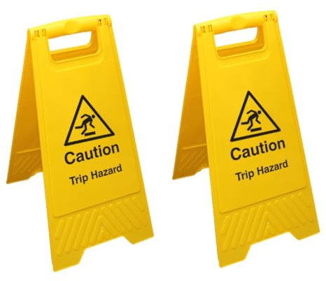 V Safety Caution Trip Hazard - Yellow Double Sided Wet Floor Sign Safety Sign Pack of 2