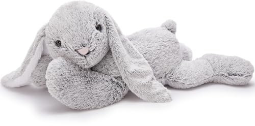 MorisMos 80cm lang riesen Hase Kuscheltier XXL, groß grau Hase Stofftier Plüschtier, Geburtstag Weihnachten Geschenk Kinder Baby