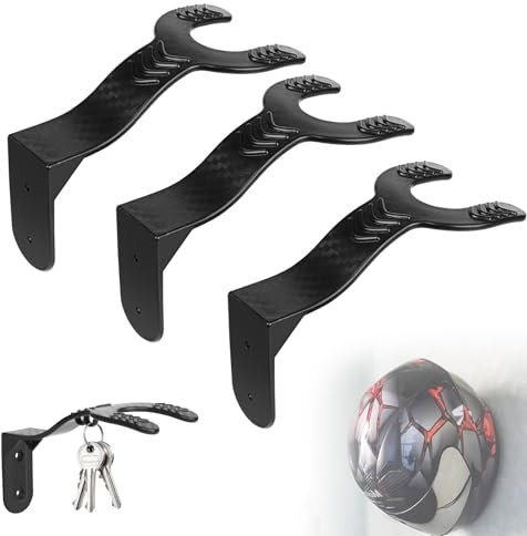 Funtery 3 Stück Helm Halterung Wand, Helmhalter mit Haken Halterung für Motorradhelm helmhalter Wand Wandmontage Helmhalterung für Aufhängen von Schlüssel und Motorradhelm