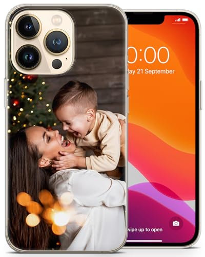 AMAZING Personalisiertes Fotohandyhülle für iPhone 6,7,8,X,Xr,11,12,13,14,15,16,17 Serie – Mit individuellem Text & Bilddesign – Kristallklare, Kratzfeste TPU-Schutzhülle - Mit 1 Foto