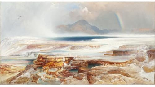 ARTICULOZY Thomas Moran - Termas de Yellowstone - Lienzo enrollado de 24 x 18 pulgadas