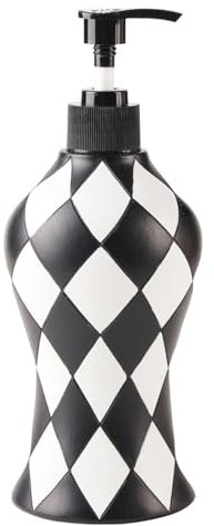 Ensemble de savon, pompe distributrice, bouteille à carreaux, 8 x 8 x 20,5 cm, récipient liquide rechargeable, décoration d'évier vintage, pour salle de bain, cuisine, douche, lavage des mains, savon