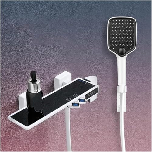 Agteruo Shower system, Digital Shower System Small Household Digital Display Shower Set, Gunmetal Gray Split Simple Shower Without Overhead Spray Home Bathroom Easy to install(A)