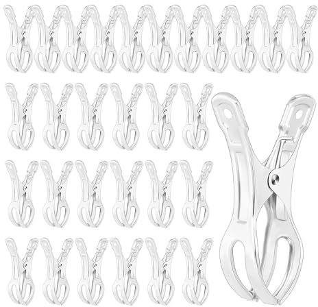Wrtysully 30 Pcs 4.5 Inch Stainless Steel Pool Cover Clips Pool Cover Clamps Jumbo Metal Swimming Pool Winter Cover Clips Easy Install