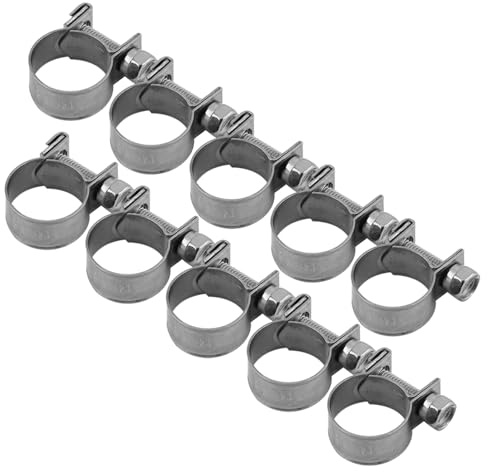 KooingTech 10 fascette stringitubo in acciaio inox, mini fascette stringitubo per bullone a T, mini morsetto per tubo (14-16 mm)