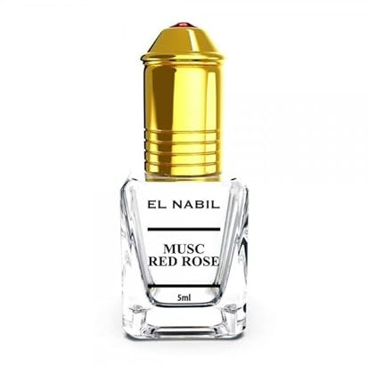 El Nabil Musc Red Rose, Parfum avec Notes de Tête Aubépine et Cassis, Notes de Cœur Violette et Rose, 5ml