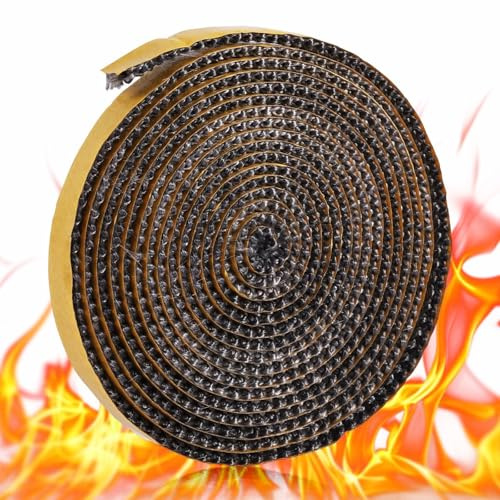 SPOKKI Kamin Dichtband Ofendichtschnur 3mmx15mmx4m Kamindichtung Selbstklebend Hitzebeständige Feuerfestes Dichtungsband für Kamin,Ofenrohr, Rauchrohr, Kamintür, Smoker, Ofen, Kaminof Dichtung
