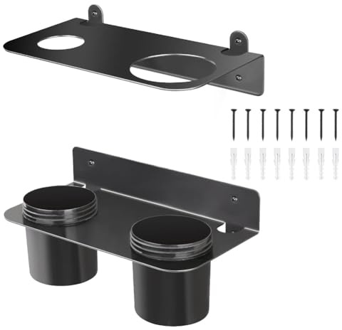 Lawnoval Wall-Mounted Funnel Holder Stand for Automotive Repair, Garage, Workshop, Kitchen, Camping Trailer, Black, 2-Pack