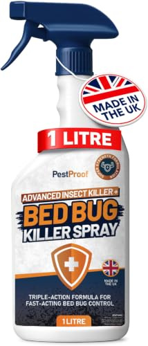 Bed Bug Killer Spray - Made in The UK (1L Bottle) Bed Bug Spray Quickly Kills Bed Bugs at All Life Stages, Long Lasting Carpet Bug Killer Spray Protection Bed Bug Spray for Mattress and Bed Frames