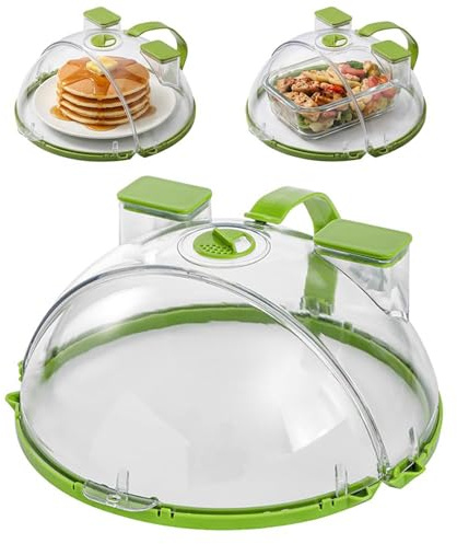 Microwave Splatter Cover with Water Steamer - 27cm Microwave Food Cover Splatter Guard Clear Dish Plate Lid with Handle, Splash Guard MicrowaveLid Covers for Food Meal Prep