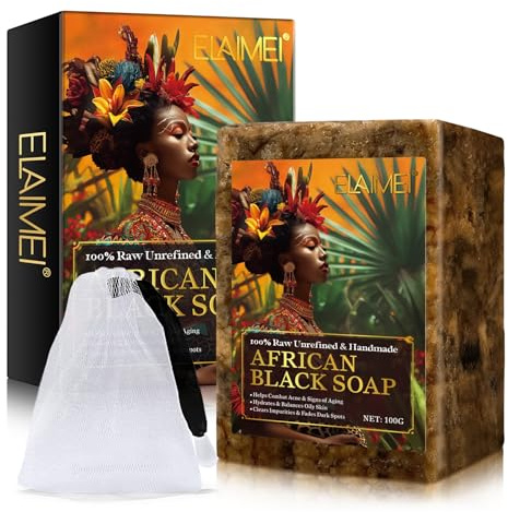 P-Beauty African Black Soap - Afrikanische Schwarze Seife Vegan, Naturseife für Gesicht, Körper & Haare - Gesichtsseife, Körperseife, Haarseife - Gegen Pickel, Mitesser & Unreinheiten - 1x100g