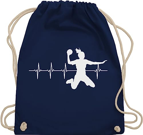 Shirtracer Turnbeutel Rucksack - WM 2023 Trikot Ersatz - Handball Herzschlag für Damen - Unisize - Navy Blau - halbball juterucksäcke geschenke handballerinnen beutel hanball sportbeutel handball.
