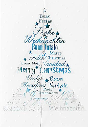 Perleberg klassische Weihnachtskarte mit Umschlag in silber - hochwertige Weihnachtspostkarte mit liebevoll gestalteten Tannenbaummotiv - Karte Weihnachten für schöne Weihnachtsgrüße - Grußkarte
