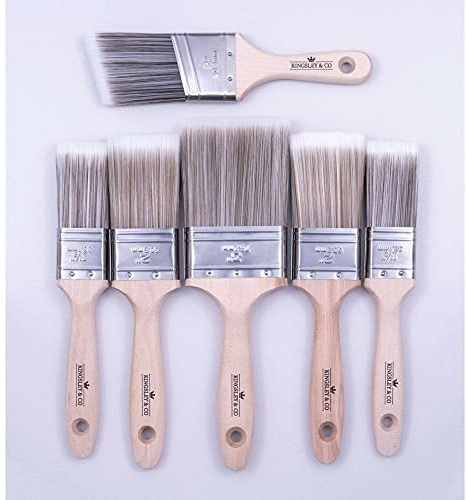Paint Brush Set KINGSLEY & CO - Synthetic 6-Piece Trade Painting Decorating Essentials Walls & Ceilings No Loss Paint