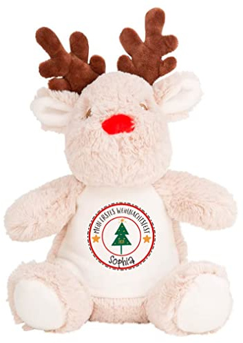 Babys erstes Weihnachten/Mein erstes Weihnachtsfest Rentier Kuscheltier Elch mit Namen (Baby-Rentier (ca. 30cm))