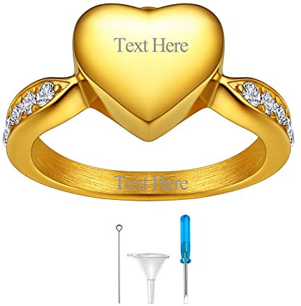 Richsteel individueller Feuerbestattung Ring für Asche Memorial Cremation Herz Fingerring in Größe 57 Urnenring für Damen Herren