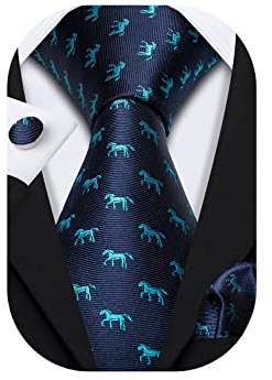 Barry.Wang Men Ties Silk Necktie Set Formal Solid Handkerchief Cufflinks Woven Wedding Business