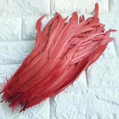 100 teile/los 14-16 Zoll Schwarz Hahn Federn 40-45 cm Sättel Federn Für Kleider Schmuck Hochzeit Karneval Zubehör-Rot, 35-40 cm