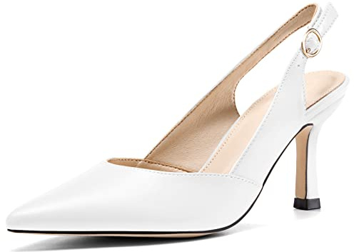 Rilista Women's Slingback Kitten Heels Closed Pointed Toe Wedding Party Dress Pumps Shoes