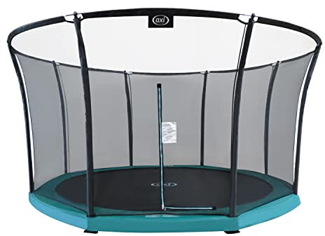 AXI Denver Trampolin rund mit Netz Ø 366 cm in Grün | Inground Trampolin/Bodentrampolin für Kinder mit Umrandung | Für den Garten/Outdoor