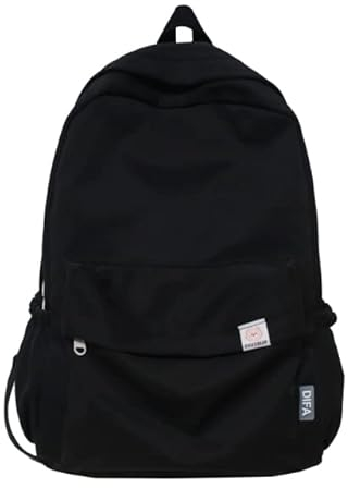 KTTGYRE Schulrucksack Wasserdichtes Nylon Frauen Rucksack Frauen Reisetasche Rucksäcke Schulbag Für Teenager Mädchen Solid Color Bookbag-Black