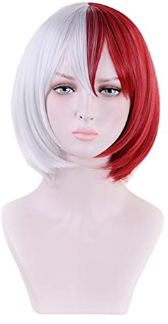 ydound Anime Coser Perücke My Hero Academia Todoroki Shoto Frauen Kurze Perücke Bobhaircut Cosplay Kostüm Boku No Hero Academia Hitzebeständig Haar Cosplay Perücke