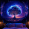 Avinyl Schwarzlicht-Baum- und Weltraum-Wandteppich für Schlafzimmer, ästhetisches, cooles Schwarzlicht, Baum des Lebens, Wandteppiche für Mädchen, Fantasie-Sterne, Galaxie, Wandbehang für Wohnzimmer,