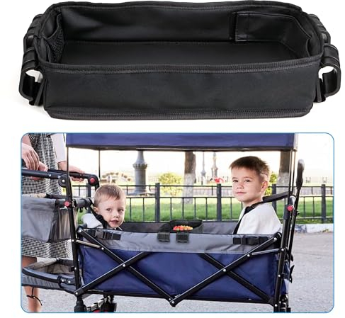 EKEPIN Kinderwagen-Ablage für Wonderfold Wagon W Serie, doppelseitiges Kinderwagen-Tablett, Kunstleder-Seiten, mit 2 Becherhaltern, Wagon-Zubehör für Essen, Camping-Aktivitäten (W4-Modelle)