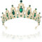 Kristallkrone Tiara für Damen - Hochzeit, Geburtstag, Prinzessin - Wedding Crown for Bride - Diadem für Partys (Grün)