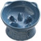 Qcapet Ceramic Cat Slow Feeder, Elevated Cat Food Bowl Tilted Design, Dog Slow Feeder Bowl no Black Chin, Cat Shape Slow Feeder for Dry and Wet Food (Blue)