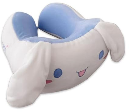 Roffatide Anime Cinnamoroll U-Form Nackenkissen Gedruckt Plüsch Kurom Reisekissen zum Schlafen Weihnachten und Geburtstagsgeschenk Weiß