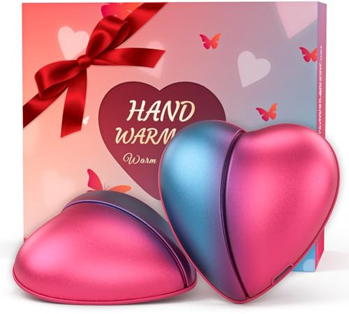 Hand Warmers Rechargeable 2 Pack, 5200mAh Heart-Shaped Electric Handwarmers, Reusable Portable Pocket Heater, Great Gifts Stocking Stuffers for Women - Red/Blue