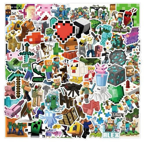 110Pcs Miner Stickers, Vinyl Waterproof Decals Cartoon Stickers for Kids Water Bottles Luggage Computer Skateboard