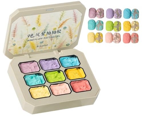 Nail Gel Paint Palette, 9 Colors Sponge Pat Paint Nail Gel Set, Patting Gel Polish Palette, Long Lasting Gradient Painting Gel, Rainbow Solid Sponge Pat Manicure Art For Women Girl