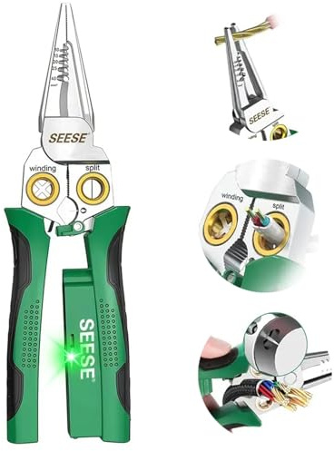 SEESE Alicates Pelacables 8 en 1: Herramienta de Electricista Compacta Portátil Multifunción - Pelado de Cables/Corte de Cables/Prensado de Cables para Reparación de Circuitos, Instalación de