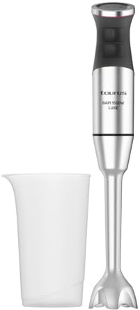 Taurus – Batidora de Mano 1500W | 20 velocidades + TURBO| Cuchillas Inox| Campana Antisalpicaduras| Ergonómica| Libre BPA| Apta Lavavajillas| Pica Hielo
