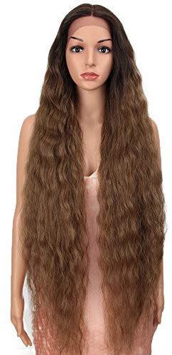 Style Icon Perücke Lace Front Wigs 41 Inches Super Long Curly Wavy Wigs Synthetic Wig 6 inches Deeper Middle Part Wig with Baby Hair 150% Density (41 Inch, TT6/30W)