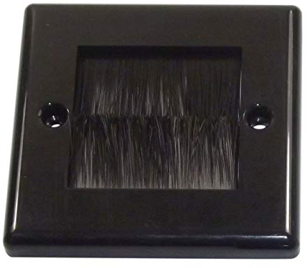 Black Face Plate Brush Single Gang Cable Entry/Exit Wall Plate
