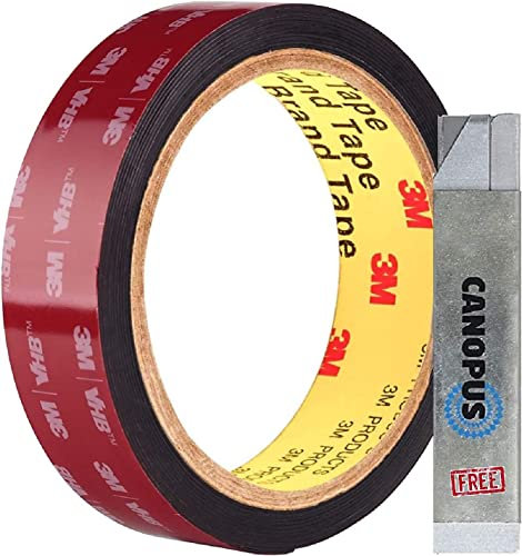 CANOPUS Nastro Biadesivo ExtraForte 5952 (24mm x 2,75m) Impermeabile Nastro di Montaggio Biadesivo, Nastro di Fissaggio di Targhe per Auto Decorazioni Per la Casa Nastro per Auto, Nero